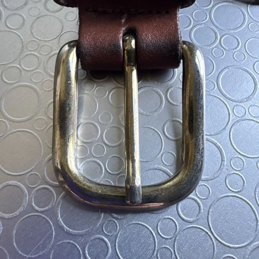 Vintage Argentina Braided Leather Belt Womens L XL 34 36 Brown Woven Skinny 1”